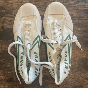 Feiyue Classic White Sneakers with Green Details